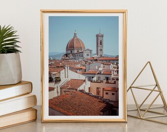 Stampa d'arte del Duomo di Firenze, immagine del tramonto in Italia, fotografia di viaggio, stampa su tela