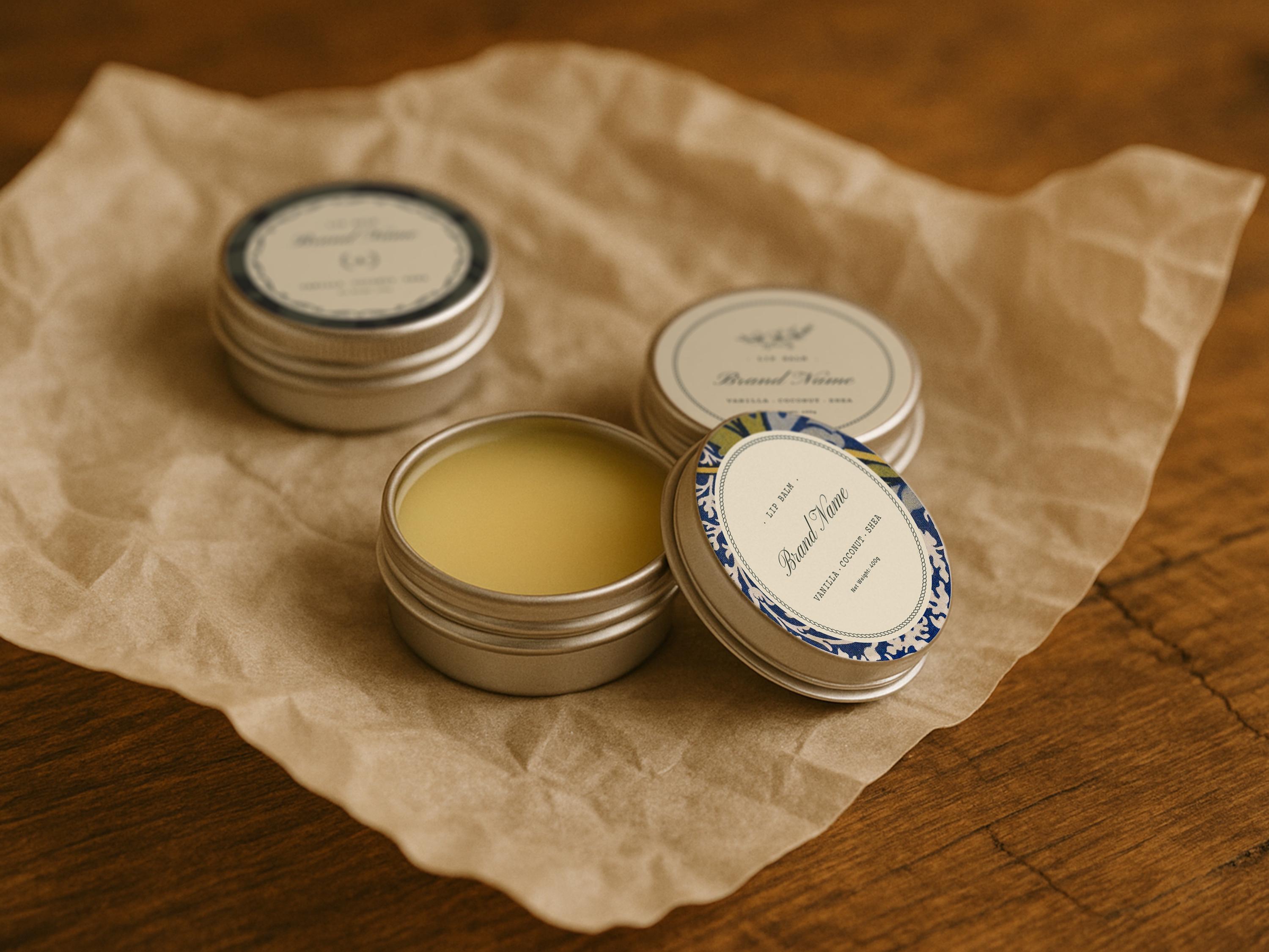 Elegant Circular Lip Balm Label - Editable Canva Template