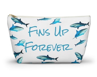 Fins Up Forever RIP Jimmy Buffett Accessory Makeup Travel Pouch w T-bottom