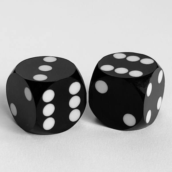 Backgammon Precision Dice - 16mm, 5/8 Inch, Black Opaque, 1 Pair