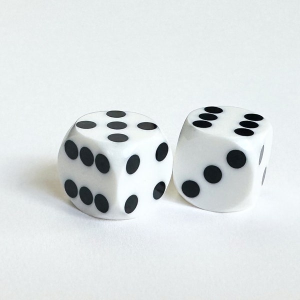 Backgammon Precision Dice - 16mm, 5/8 Inch, White Opaque, 1 Pair