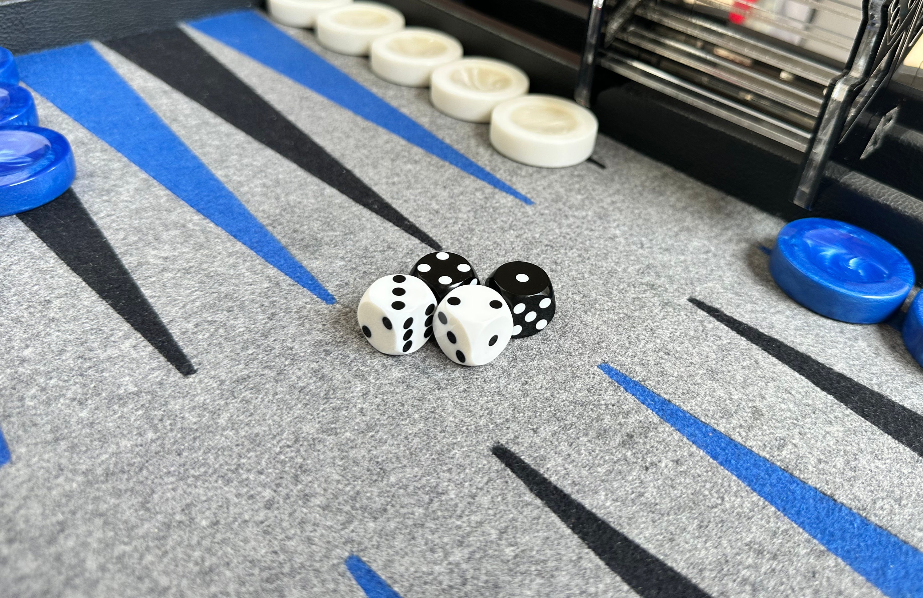 Backgammon Precision Dice 16mm, 5/8 Inch, White and Black Opaque, 2