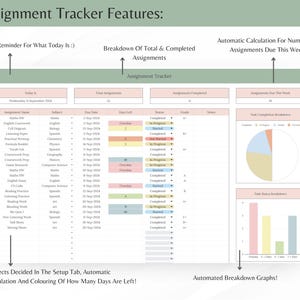 Digital Student Planner Spreadsheet, Academic Planner Google Sheets ...