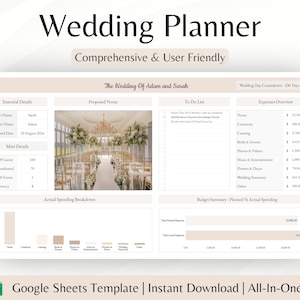 Wedding Planner Spreadsheet Google Sheets Digital Wedding Planner Wedding Budget Spreadsheet Wedding Planning Template Wedding Planner