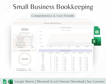 Small Business Bookkeeping Spreadsheet, Profit And Loss Excel, Google Sheets Sales Tax Tracker, Accounting Template, Profit Tracker, Invoice