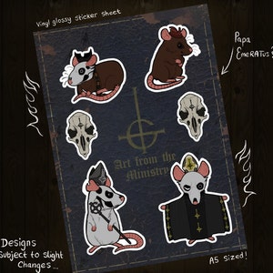 Papa EmeRATus - Ghost Band Inspired Sticker Sheet, Vinyl Stickers, Art From The Ministry