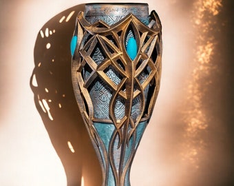 Enchanting Hand Painted Elven Goblet - Unique Tableware for Fantasy Lovers