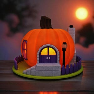 Pumpkin Fairy House Tealight Lantern – 3D Printed (Indoor PLA or Outdoor PETG Options) bild 2