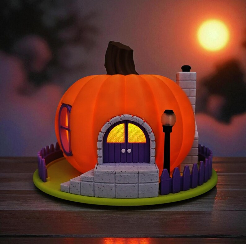 Pumpkin Fairy House Tealight Lantern – 3D Printed (Indoor PLA or Outdoor PETG Options) bild 2