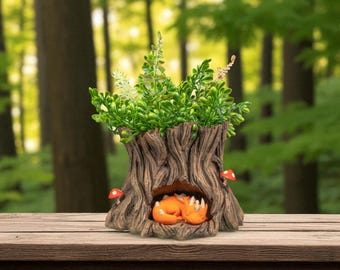 Sleeping Dragon Faux Plant Holder: Hand Painted Fantasy Decor
