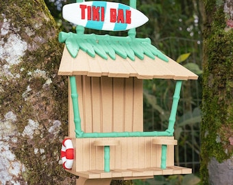 Tiki Bar Bird Feeder: UV Weather Resistant 3D Printed Garden Decor