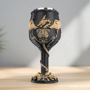 Dragon Skeleton Goblet 3D Printed, Dragon Tableware, Unique Drinkware, Renaissance Decor, Statement Piece