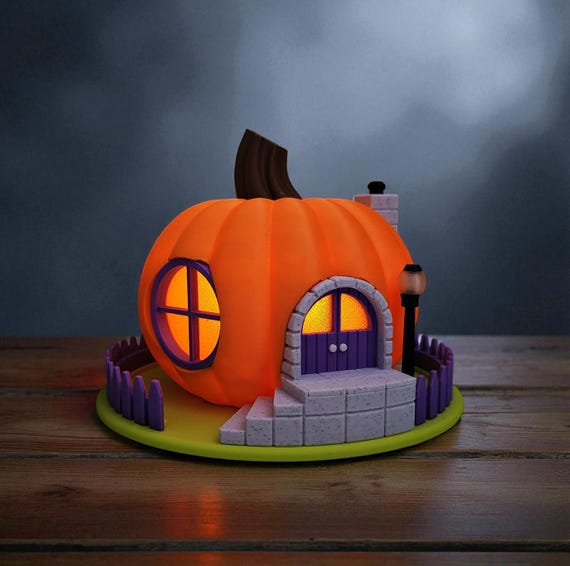 Pumpkin Fairy House Tealight Lantern – 3D Printed (Indoor PLA or Outdoor PETG Options)