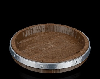 Rustic Barrel Key Holder Tray – Wooden-Style Catch-All Dish, 3D Printed