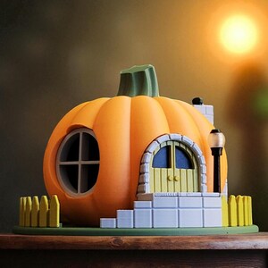 Pumpkin Fairy House Tealight Lantern – 3D Printed (Indoor PLA or Outdoor PETG Options) bild 4