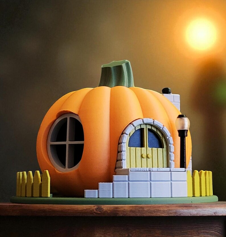 Pumpkin Fairy House Tealight Lantern – 3D Printed (Indoor PLA or Outdoor PETG Options) bild 4