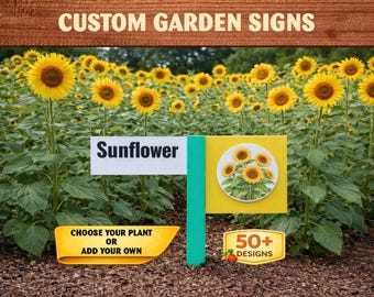 Living with the Land Inspired Custom Garden Sign | PETG Weather Resistant Plant Marker | Personalized Garden Label with Image | Garden Stake