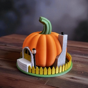 Pumpkin Fairy House Tealight Lantern – 3D Printed (Indoor PLA or Outdoor PETG Options) bild 6