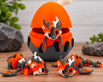 Halloween Zombie Dragon Articulated Figure and Egg Storage Container, 3D Printed