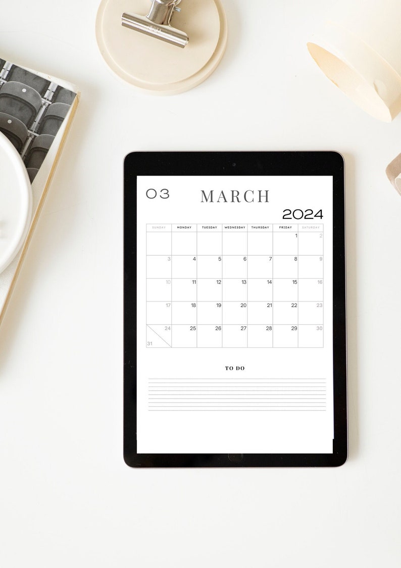 Calendario 2024 imprimible PDF tamaño A4. Planificador Etsy México
