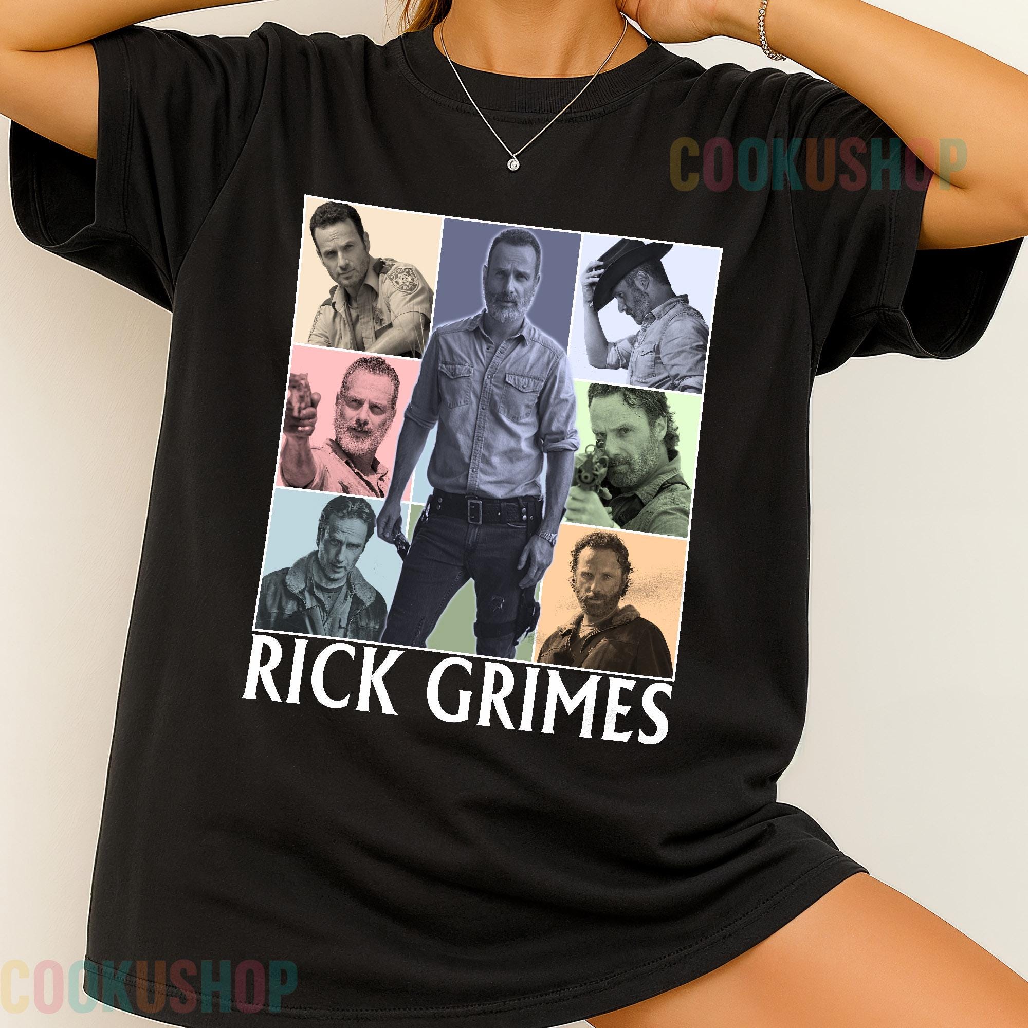 T-shirt Rick Grimes The Walking Dead - Toutes Tailles, Noir Coton, Neuf Sans étiquettes