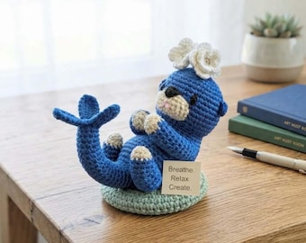 Portalápices de nutria de ganchillo, adorable accesorio de escritorio con forma de animal, soporte para lápices de nutria hecho a mano, decoración de escritorio inspiradora, regalo para amantes de las nutrias.