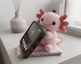 Handmade Crochet Animal Phone Stand, Cute Yarn Phone Holder, Adorable Animal Desk Decor, Unique Gift for Her, Cozy Handmade Gift