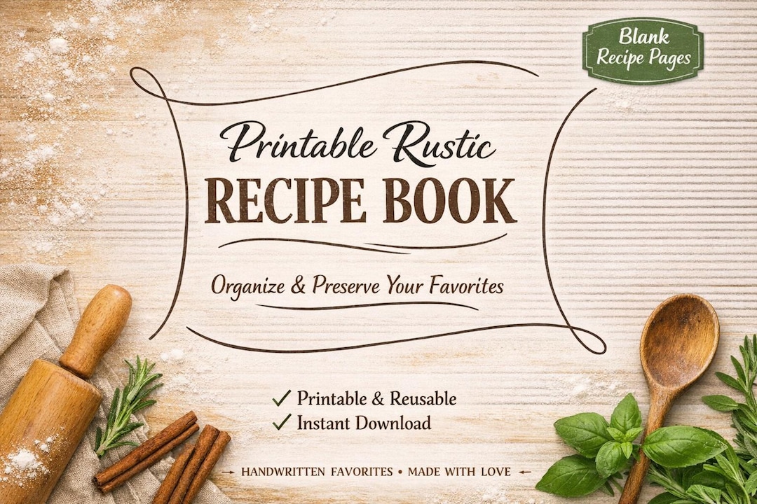 Rustic Recipe Pages Printable Rustic Recipe Book - Etsy
