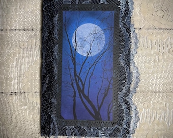 Celestial Theme, Moon & Stars, Vintage Lace Handmade Junk Journal, Memory Keeper