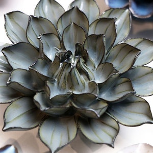 Grey Green Monch Aster Ceramic Wall Flower: Modern Home Decor
