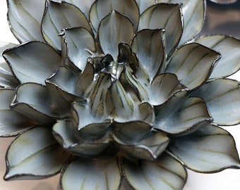 Grey Green Monch Aster Ceramic Wall Flower: Modern Home Decor