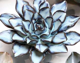 Seasonal Blue Alpine Aster Wall Art: Blue Brown Botanical Decor