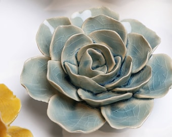 Powder Blue Amandine Ranunculus Flower Wall Decor: Botanical Wall Art