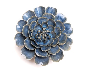 Ceramic Flower Wall Art Medium Flower Blue