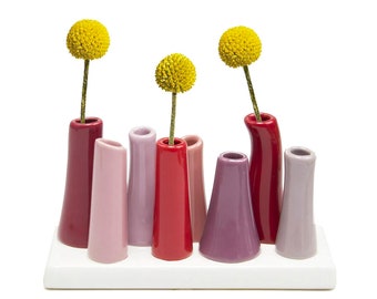 Pooley Modern Bud Vase For Flowers - Sangria