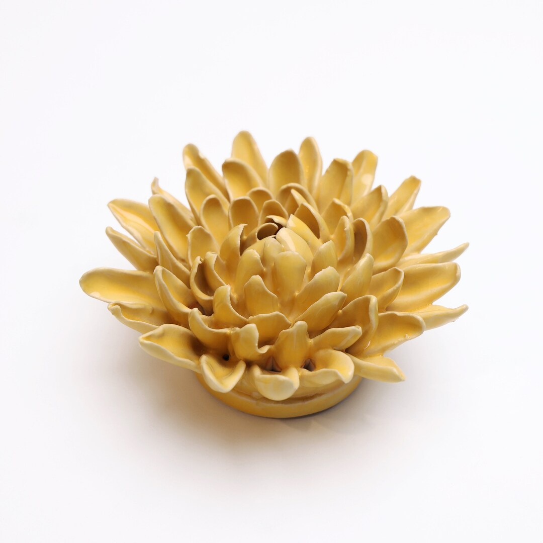 Ceramic Flower Wall Art Yellow Chrysanthemum Etsy