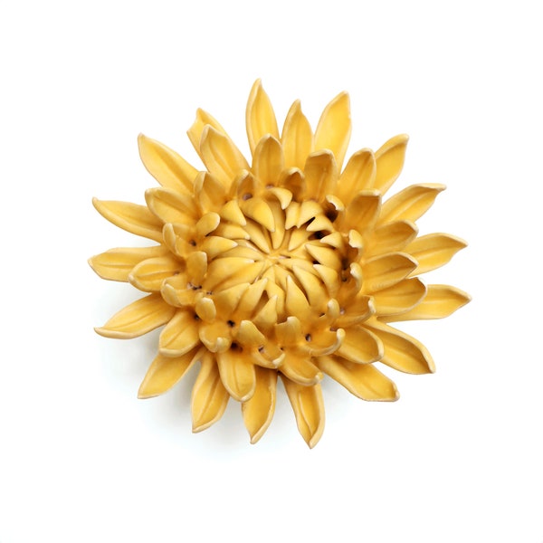 Ceramic Flower Wall Art Mum Yellow 11