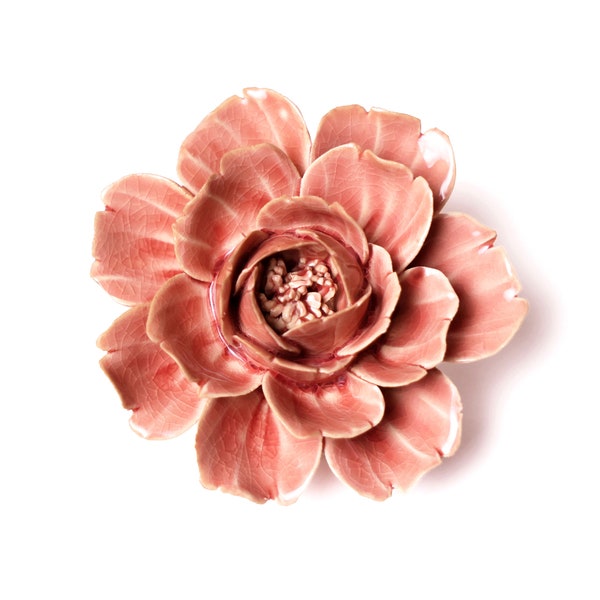 Ceramic Flower Wall Art Rose Pink 12