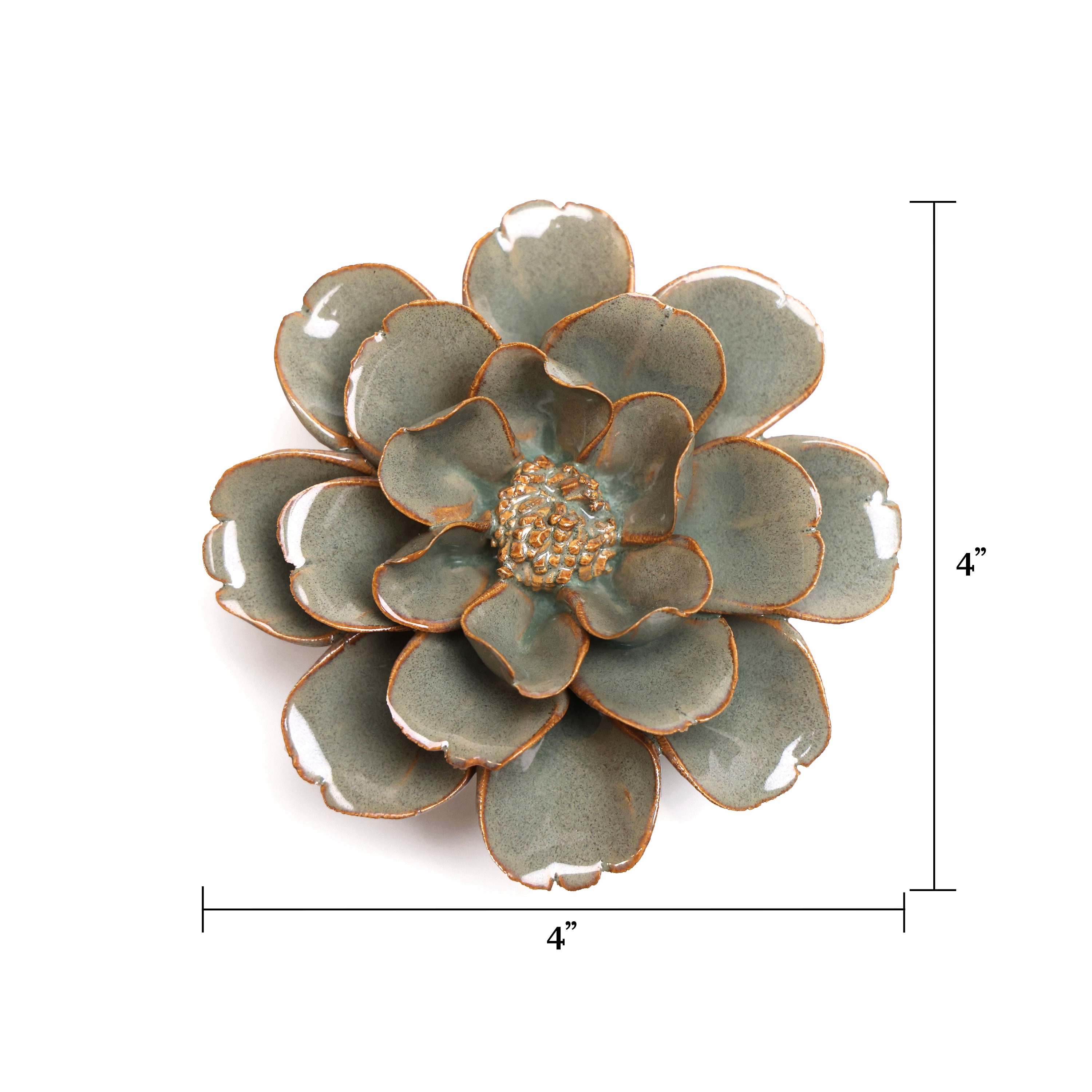 Ceramic Flower Wall Art Small Flower Green Grey - Etsy