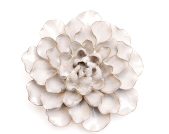 Ceramic Flower Wall Art Ivory Large Flower