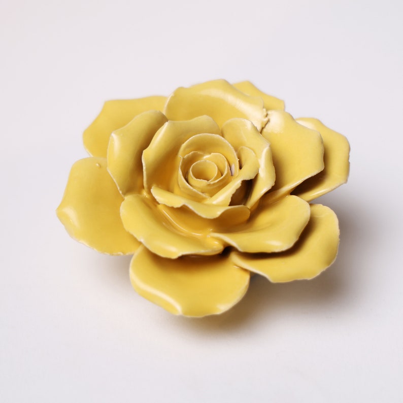 Ceramic Flower Wall Art Rose Yellow 9 Etsy