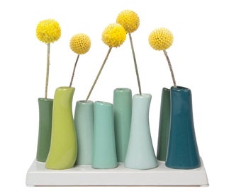 Pooley Modern Bud Vase For Flowers - Chartreuse