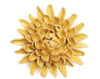 Ceramic Flower Wall Art Yellow Chrysanthemum