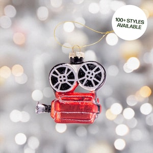Vintage Glass Movie Camera Christmas Ornament – Handmade Film Holiday Tree Decor
