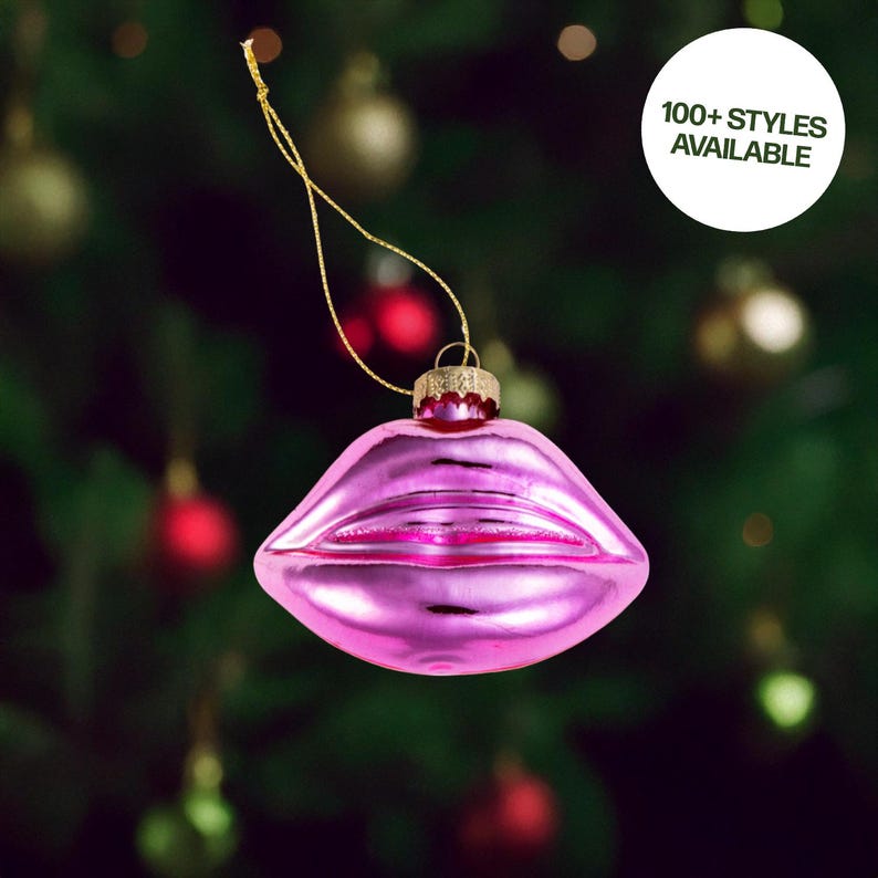 Chive Ceramics Studio Glass Lips Christmas Ornament - Thumbnail 3