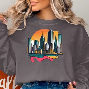 NYC skyline sweatshirt, New York sweater, New York gift, New Yorker, NY Sweatshirt, Queens New York, Retro NYC sweater, Big Apple tee
