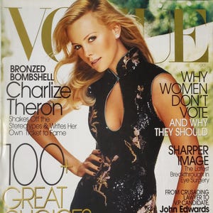 Vintage U.S Vogue Magazine October 2004 Charlize Theron cover