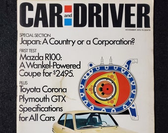 Vintage Car and Driver Magazine November 1970