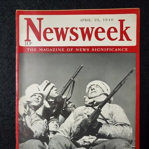 Vintage Newsweek Magazine April 29, 1940 On Guard: Swedes Watch War Flaming