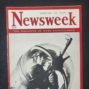 Vintage Newsweek Magazine February 12, 1940 &quot;German Aerial Gunner&quot;